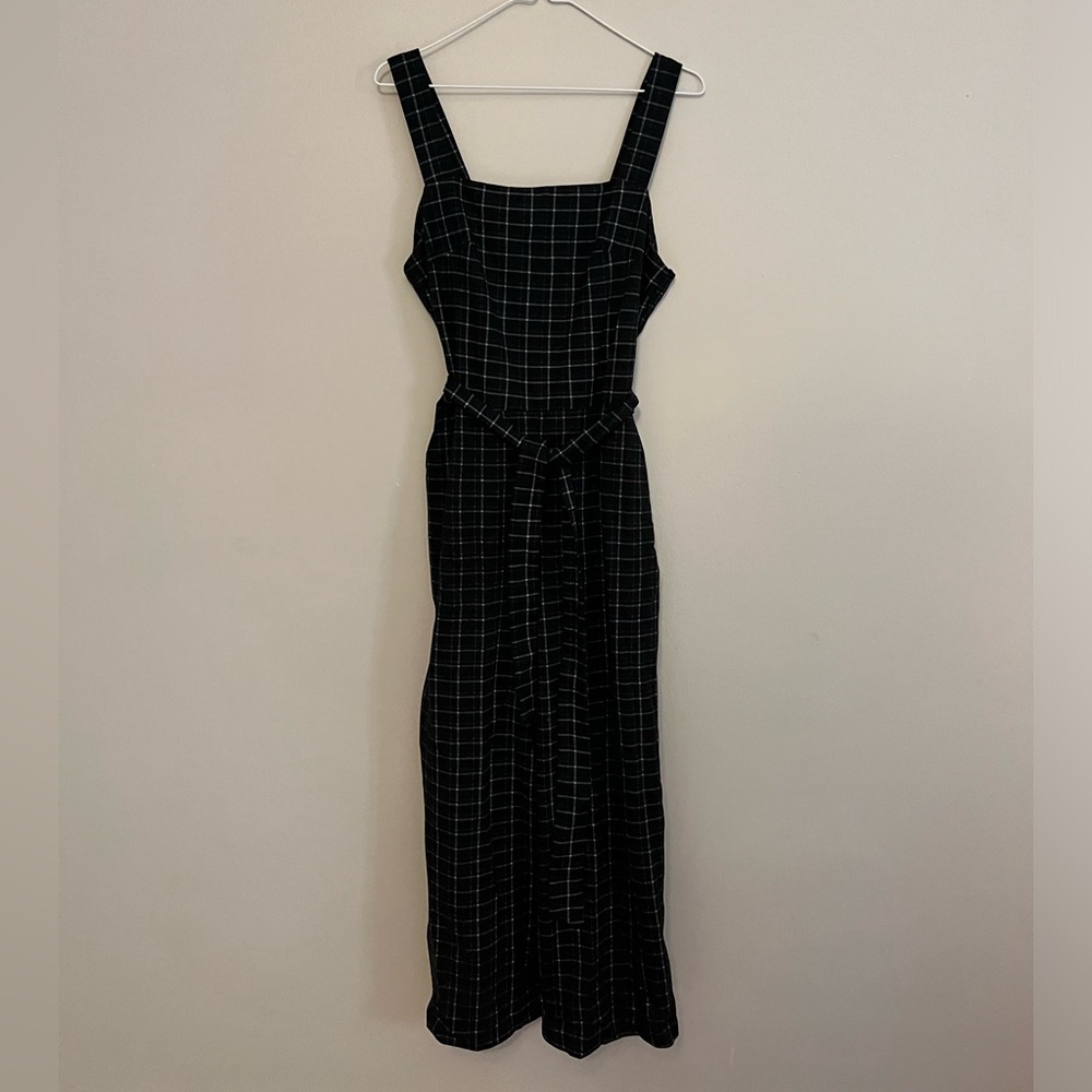 Molly Green Black Plaid Flannel Jumpsuit Size Large